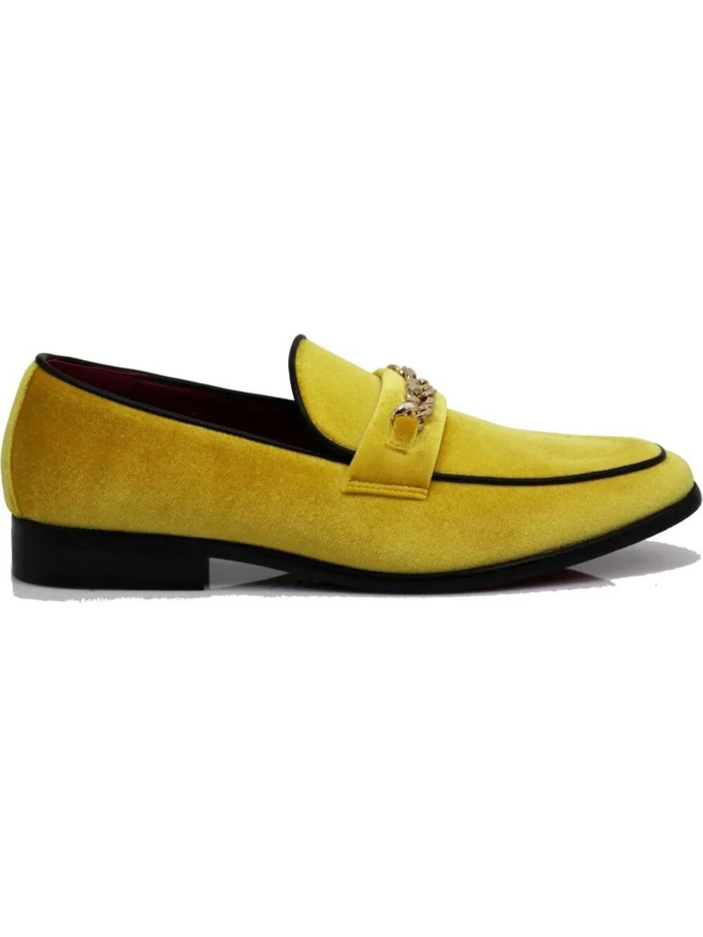 Enzo Romeo Men's Yellow Rubber Sole Loafers Chain Buckle Slip On Wedding Shoes